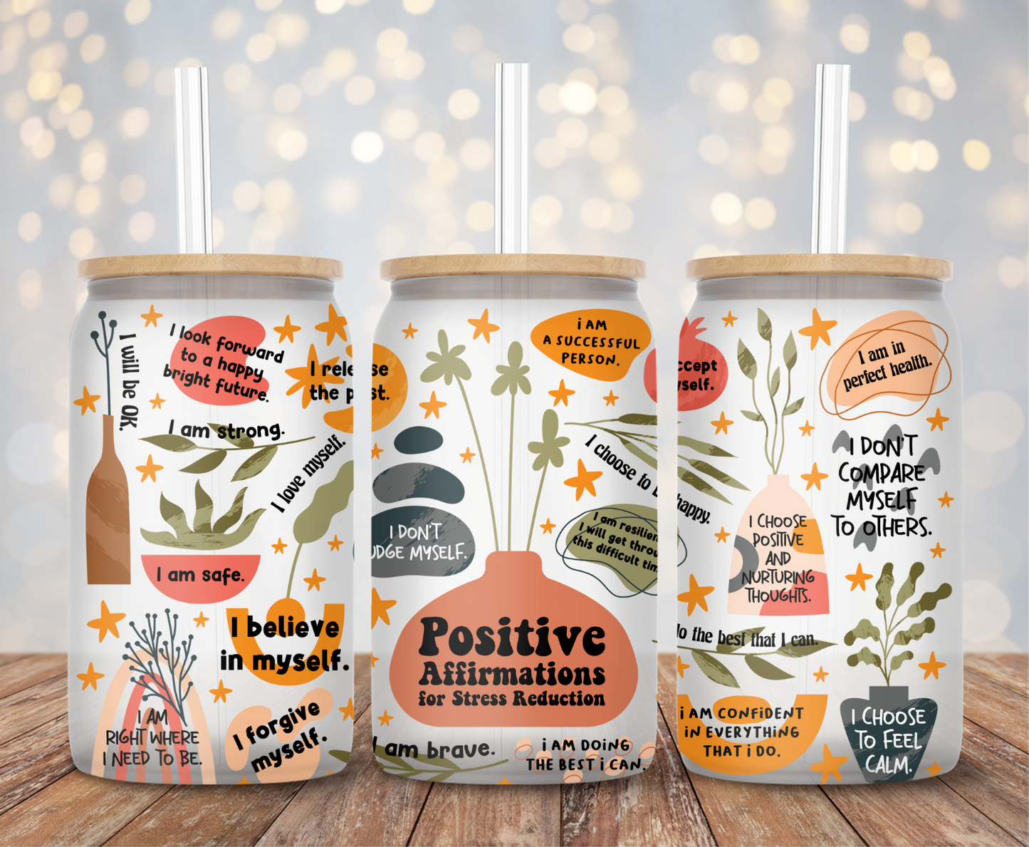 Positive Affirmation For Stress Reduction - 16oz Cup Wrap